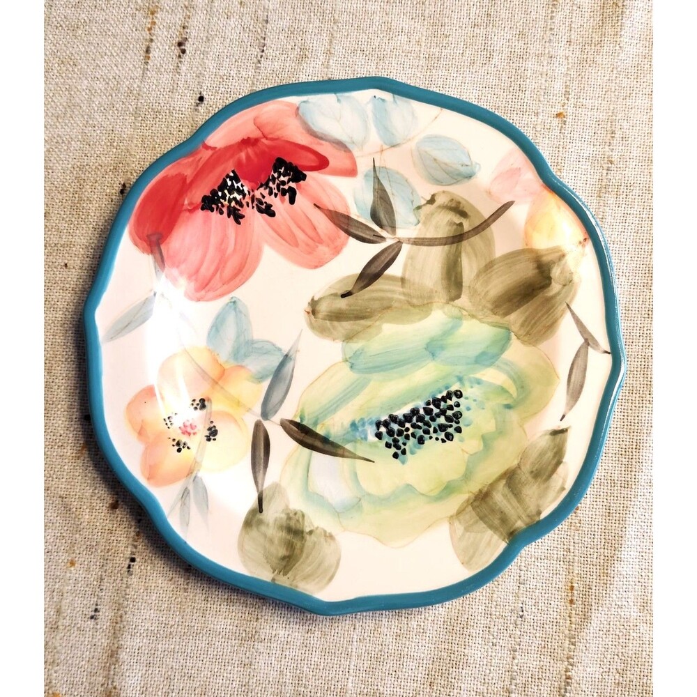 The Pioneer Woman Turquoise Floral Salad Plates 8.5” In Vintage Bloom Set of 3